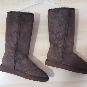 Brown/Metallic Paisley Ugg Boots
